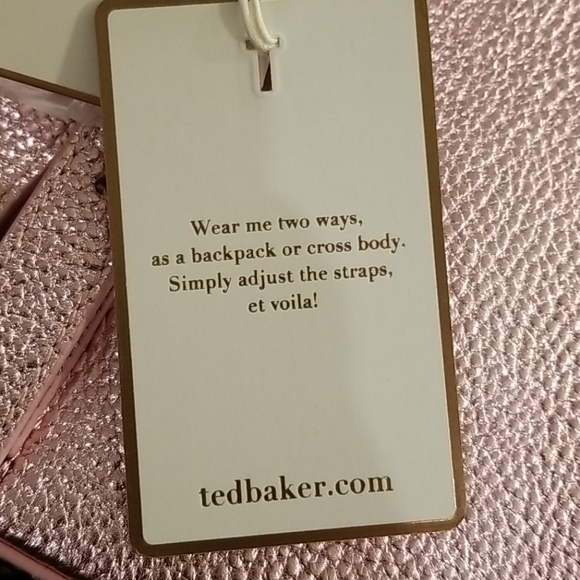 💕TED BAKER LONDON💕 Aviiana Leather Ruffle Backpack Light Pink Metallic NWT - Picture 13 of 16